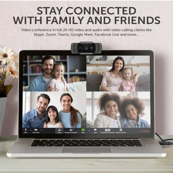 Aluratek 2K HD Webcam with Dual Stereo Noise Cancelling Mics, new in box - Picture 3 of 7